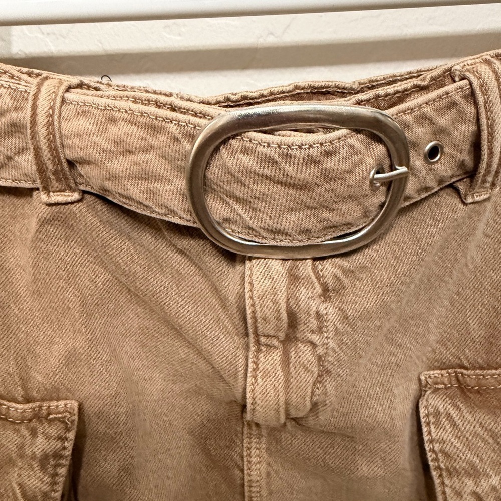 stradivarius Tan Utility Mini Skirt with Silver Buckle 100% cotton - Picture 2 of 9
